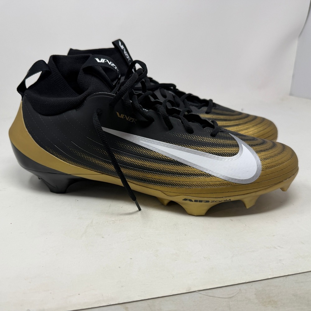 Nike Cleats Mens 14 Vapor Edge Elite 360 2 Black Gold FB3298-003 Football EUC